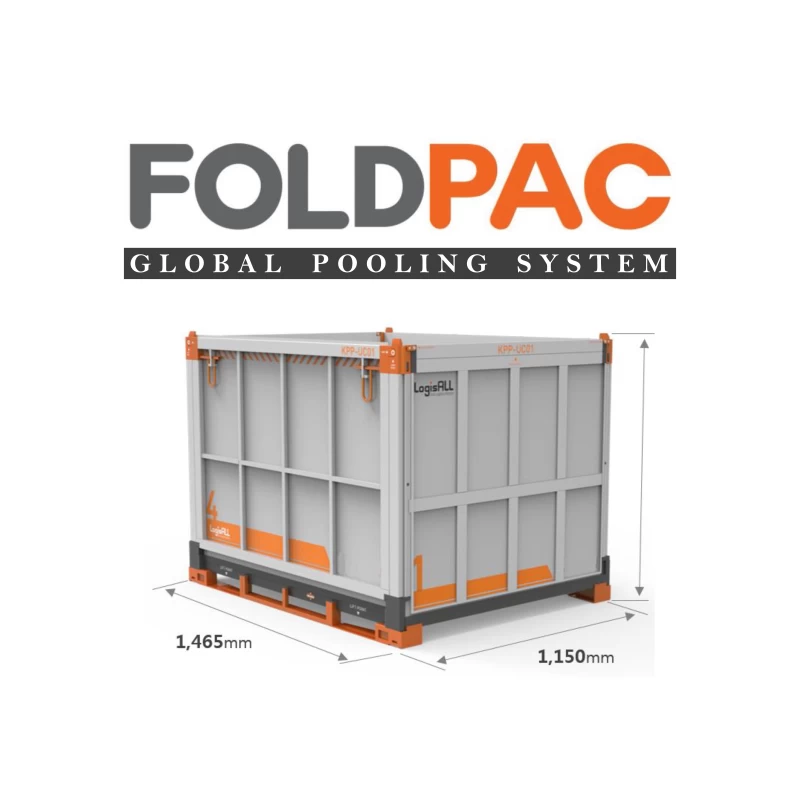 FOLDPAC リターナブル折りたたみコンテナ｜専用仕切り設計対応・11型パレット対応 ｜自動車・精密部品の輸送ダメージ対策